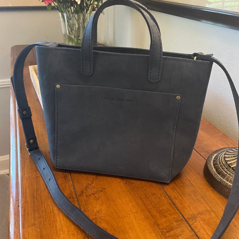 Portland Leather Company Mini Crossbody with zipper - Deep Water